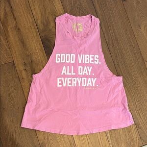 Spiritual Gangster Pink 'Good Vibes' Muscle Tee